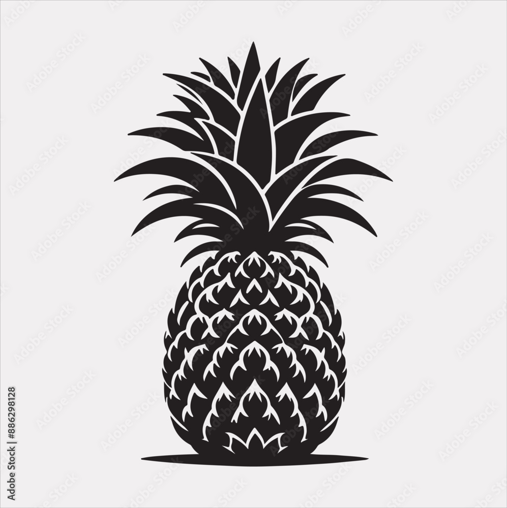 Obraz premium pineapple vector silhouette on a white background