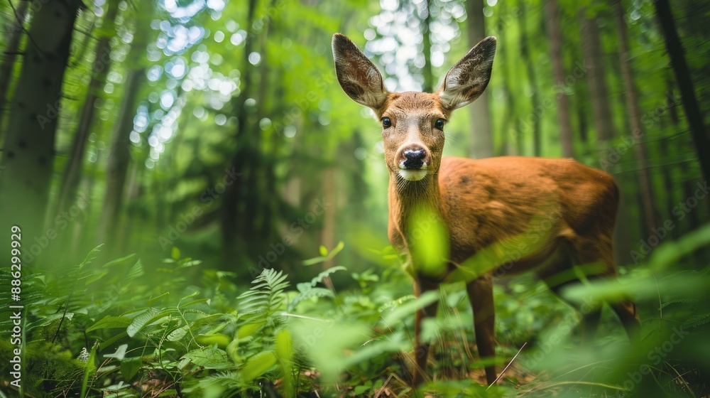 A Curious Deer in a Lush Forest A Curious Deer in a Lush Forest