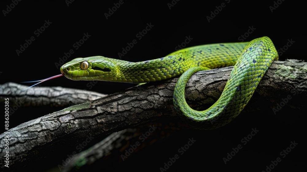 Fototapeta premium Green Tree Viper on a Branch