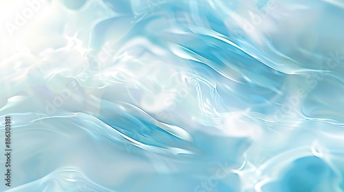  Soft Blue Abstract Background with Gentle Sunlight and Light Blue Sky Featuring White Clouds, Perfect for Design, Banner, or Wallpaper Templates 