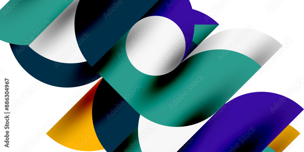 Shadow effect shiny circles and round triangles geometric modern art. Vector Illustration For Wallpaper, Banner, Background, Card, Book Illustration, landing page Shadow effect shiny circles and round triangles geometric modern art. Vector Illustration For Wallpaper, Banner, Background, Card, Book Illustration, landing page