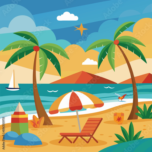 Good Looking vector , cartoon Summer time banner template , illustration clipart painting design 