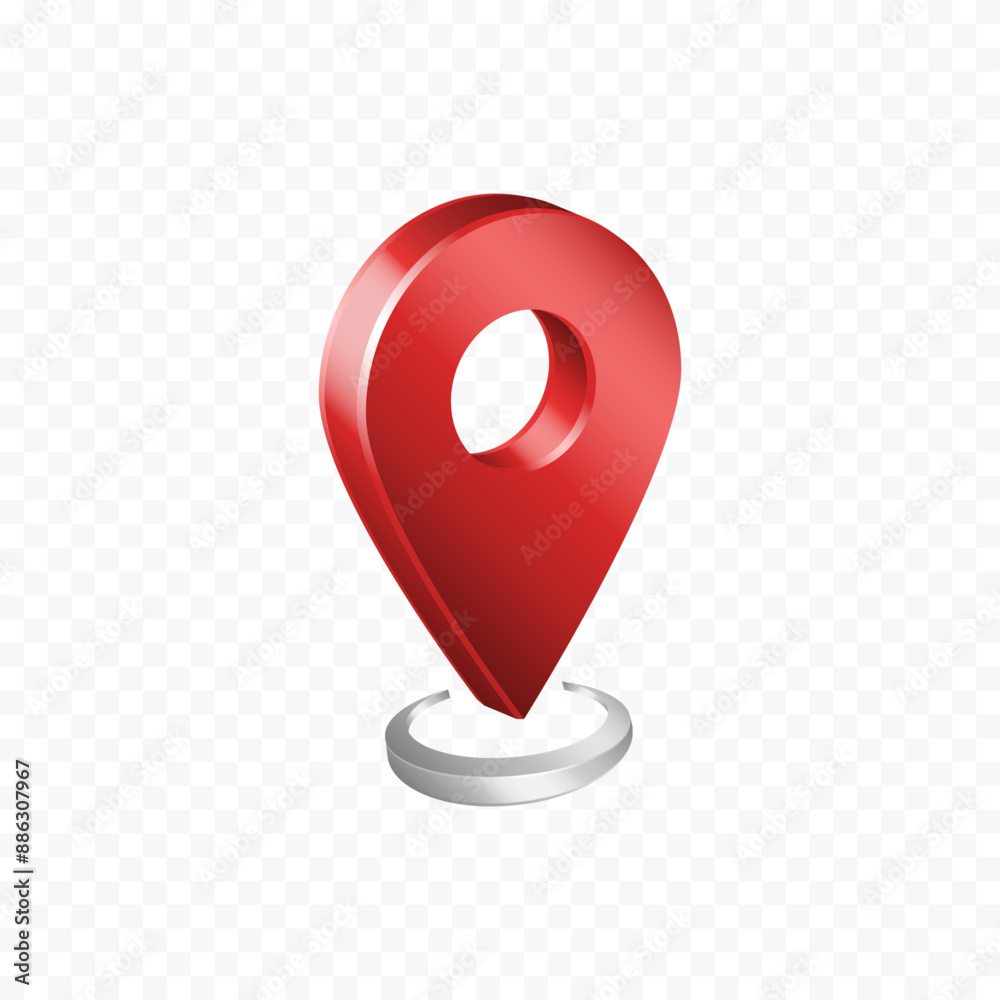 3d red shiny Location Map Icon Logo Symbol Vector Design Clipart Png Transparent Background