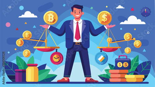 Investor Managing Diversified Crypto Portfolio, Balancing Bitcoin and Traditional Assets