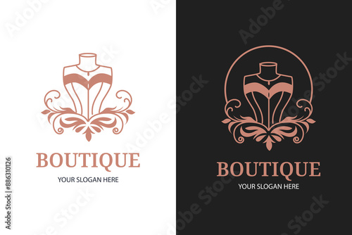 Monochrome Bridal Gowns Boutique Logo Ideas, Sign, Icon, Mannequin, Fashion, Beautiful Bride, Boutique Bridal Logo Illustration Vector Design