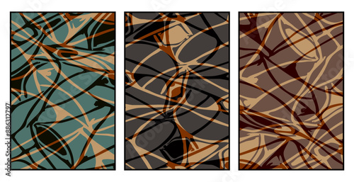 Set of 3 Abstract pattern. Illustration for printing on wall decorations. For use in graphics.