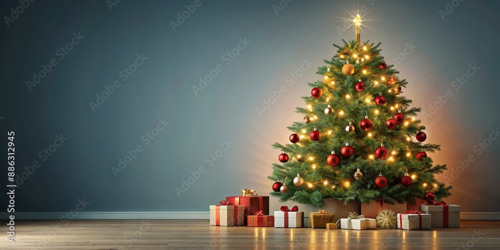 Christmas tree with gifts underneath , holiday, festive, decorations, presents, boxes, celebration, winter, ornaments, seasonal Christmas tree with gifts underneath , holiday, festive, decorations, presents, boxes, celebration, winter, ornaments, seasonal