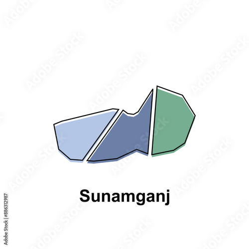 Map of Sunamganj City, logotype element for template. Suitable for your company photo