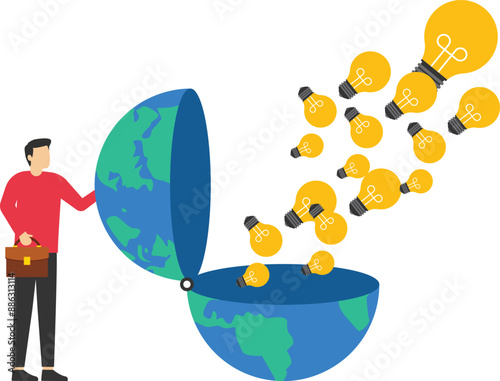 creative world. Businesswomen open up a world of creativity. vector

