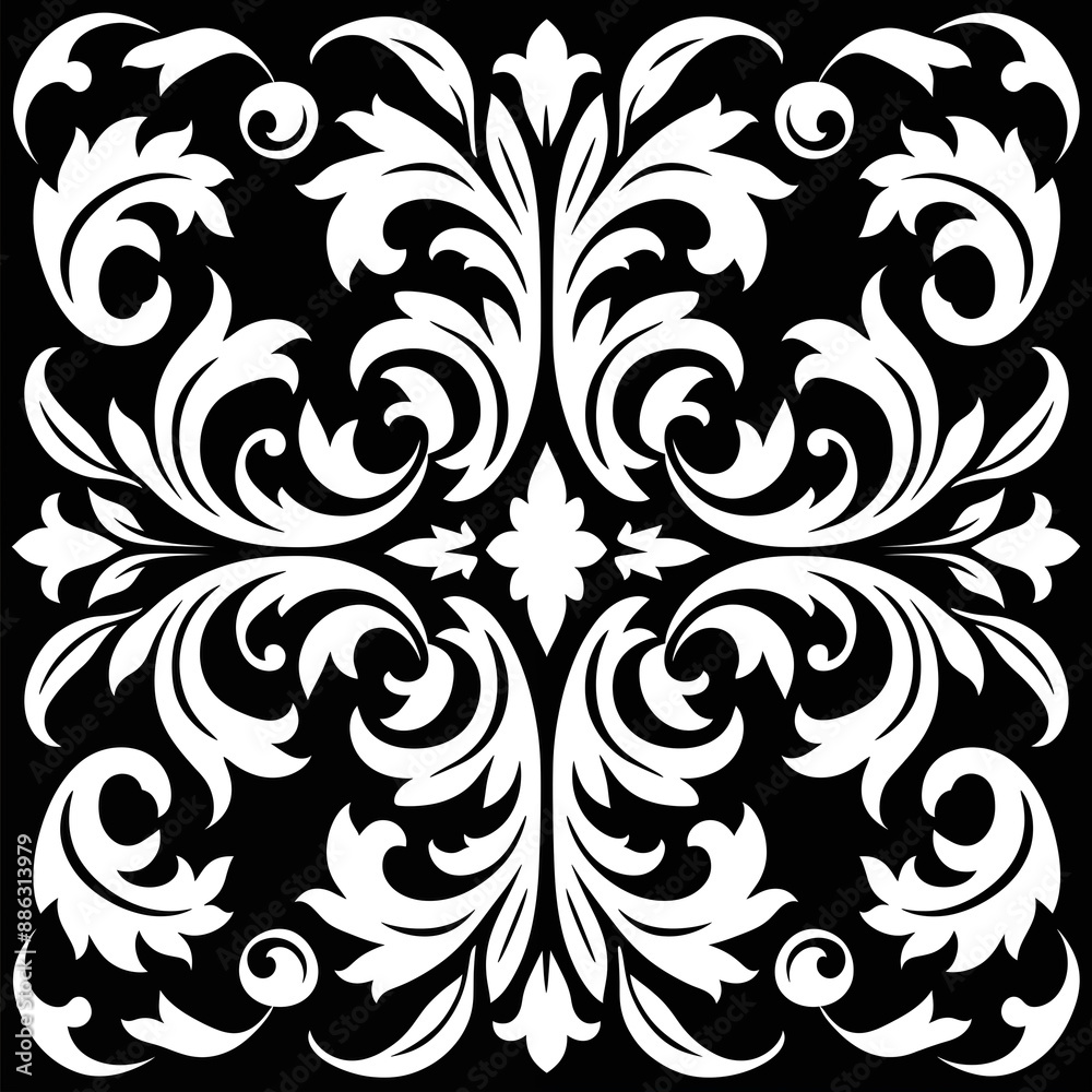 Elegant flemish style black and white pattern Elegant flemish style black and white pattern