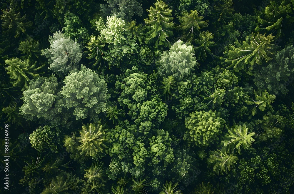 Fototapeta premium Aerial View Lush Green Forest Canopy