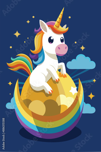 Precious Unicorn with Rainbow Emerging from Golden Egg, Symbolizing Venture Capital Funding for Startup Success in Global Business Competition