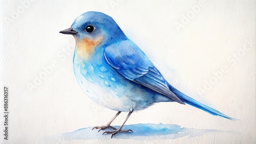 Minimalistic watercolor painting of a blue bird , Blue, bird, watercolor, painting, minimalistic, art, design, nature
