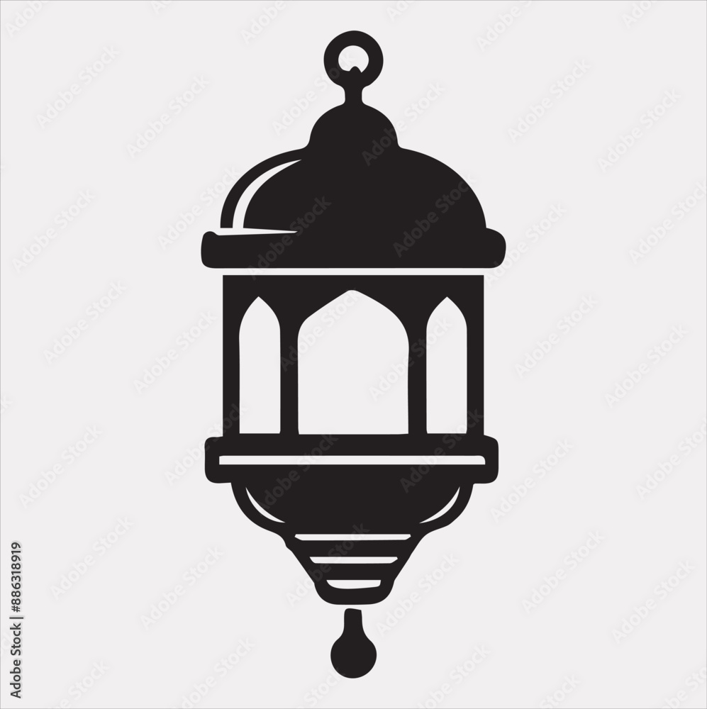 Ramadan lanterns silhouette simple and clean flat-line art lamps on a white background Ramadan lanterns silhouette simple and clean flat-line art lamps on a white background
