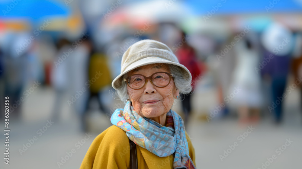 Portrait of a beautiful elderly woman walking through the streets of her hometown, caring for the elderly and the importance of support in society Portrait of a beautiful elderly woman walking through the streets of her hometown, caring for the elderly and the importance of support in society