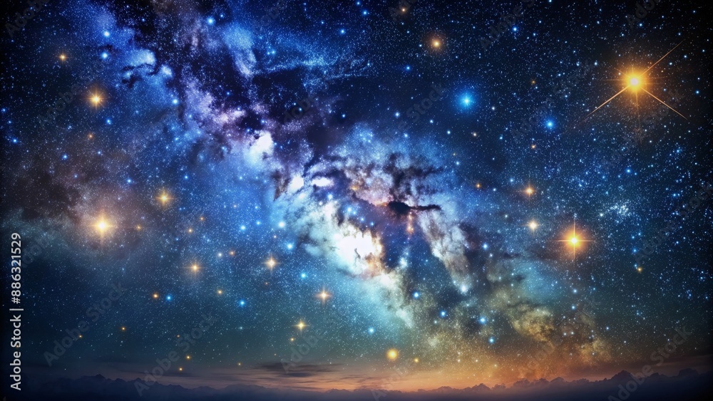 Obraz premium Abstract background featuring a dark starry sky , stars, space, galaxy, night, astronomy, celestial, universe, background