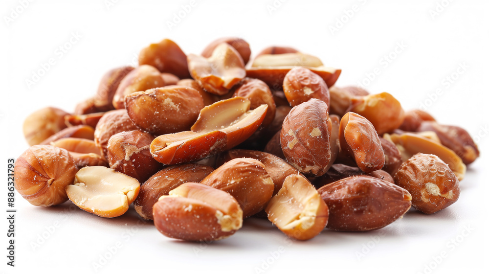 pile of fresh roasted peanuts, isolated in white background pile of fresh roasted peanuts, isolated in white background