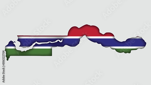 GAMBIA Map with flag in body photo