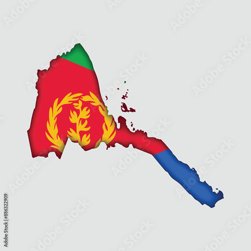 ERITREA Map with flag in body photo