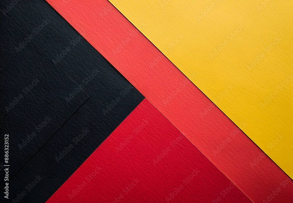 Obraz premium Abstract Geometric Background with Black, Red and Yellow Paper