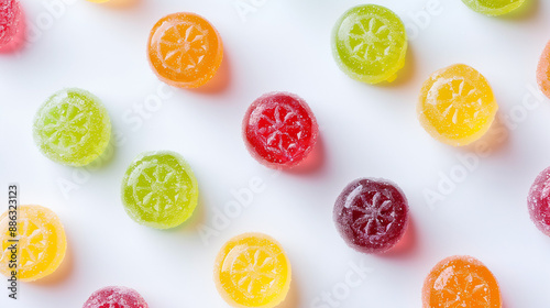 colordul candy on white background photo