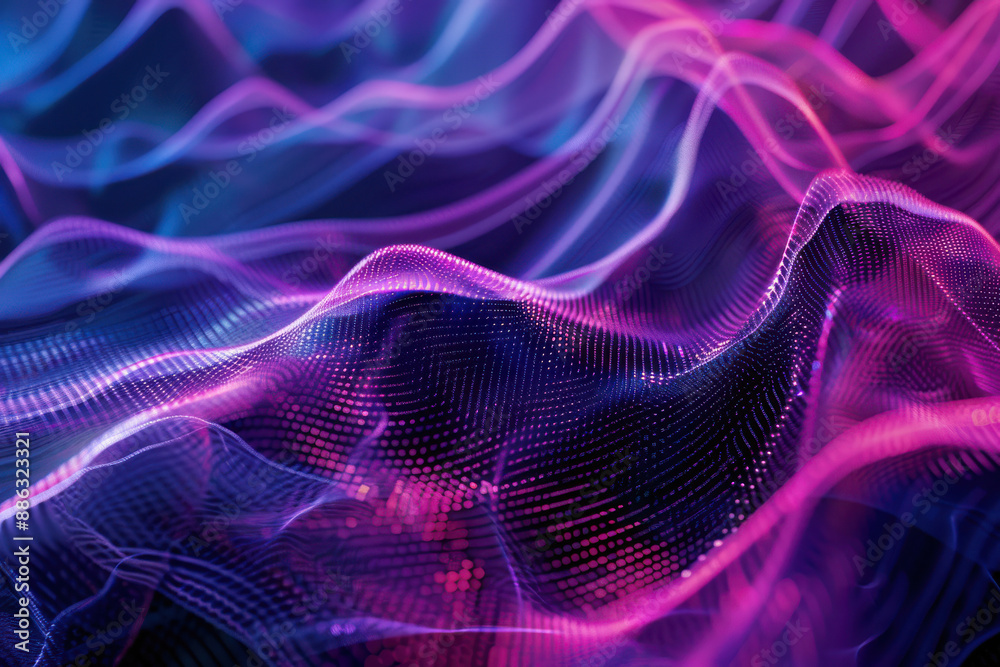 Fototapeta premium close up horizontal glowing illustration of waves abstract wallpaper background