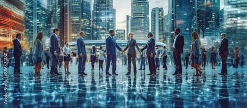 Business People Shaking Hands in a City Setting