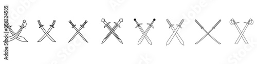 Sword icon vector set. saber illustration sign collection. weapon symbol. steel logo.