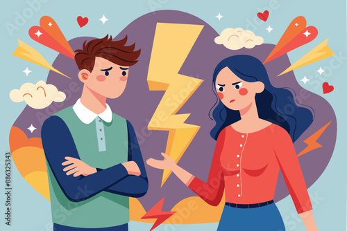 Relationship Troubles: Young Couple Arguing, Facing Conflict and Potential Divorce