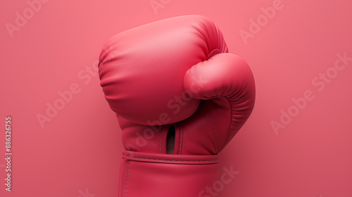 Pink boxing glove isolated against a matching pink background.