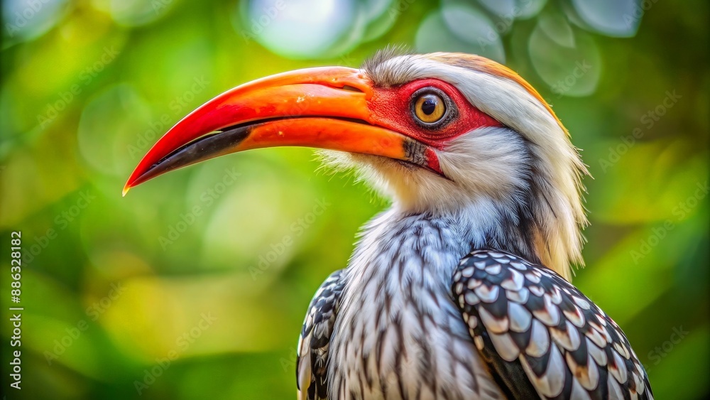 Close up photo of a red billed hornbill bird , wildlife, tropical, beak, feathers, exotic, colorful, beautiful, nature Close up photo of a red billed hornbill bird , wildlife, tropical, beak, feathers, exotic, colorful, beautiful, nature
