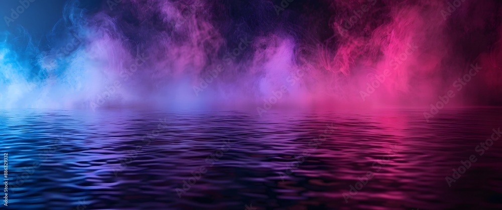 Neon Glowing Water Surface Mockup Neon Glowing Water Surface Mockup