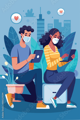 Remote Video Conferencing: Man and Woman Teammates Collaborate Using Smartphones During COVID-19 Pandemic