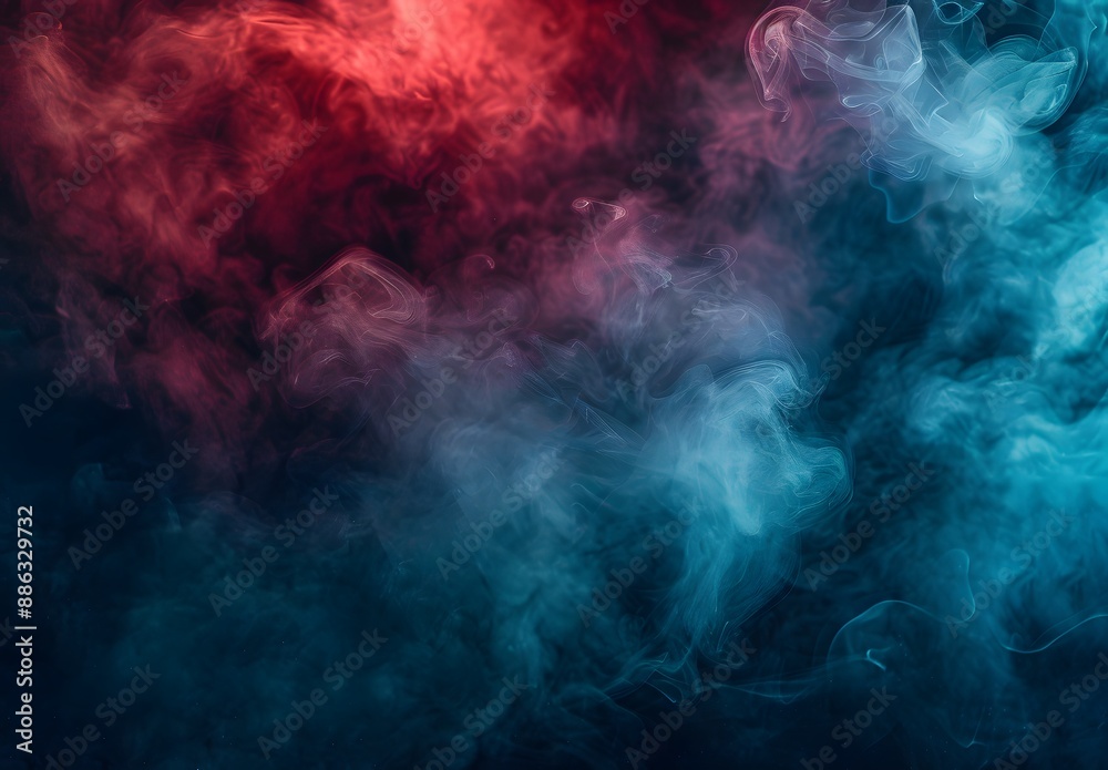 Abstract Dark Background With Red And Blue Smoke