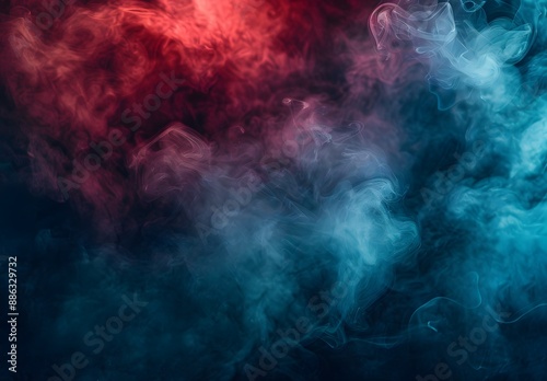 Abstract Dark Background With Red And Blue Smoke