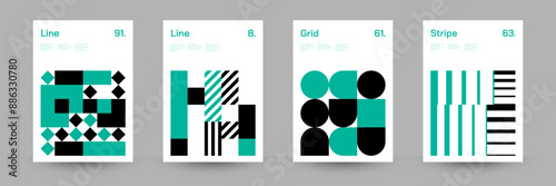 Minimal Geometric Abstract Cover Poster Set. Abstract Shape Background for Magazine Brochure Flyer and Page Layout. Vector Illustration