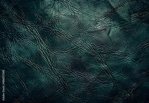 Dark Green Leather Texture Background Top View