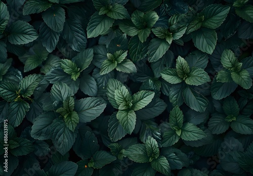 Dark Green Leaves Background Texture