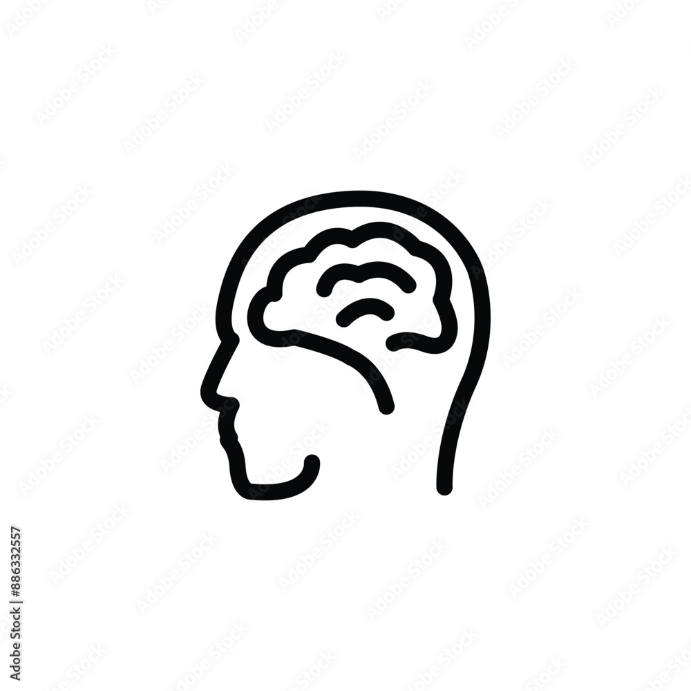 mental health brain development black outline icon label isolated on transparent background mental health brain development black outline icon label isolated on transparent background
