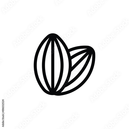 almond icon milk butter black outline icon label isolated on transparent background