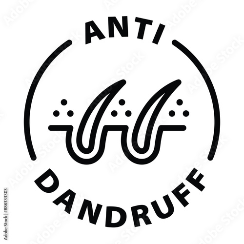 anti dandruff black outline icon round rounded circle badge stamp label isolated on transparent background