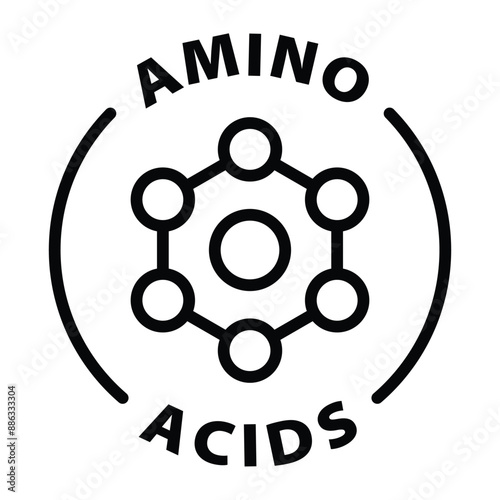amino acids black outline icon round rounded circle badge stamp label isolated on transparent background