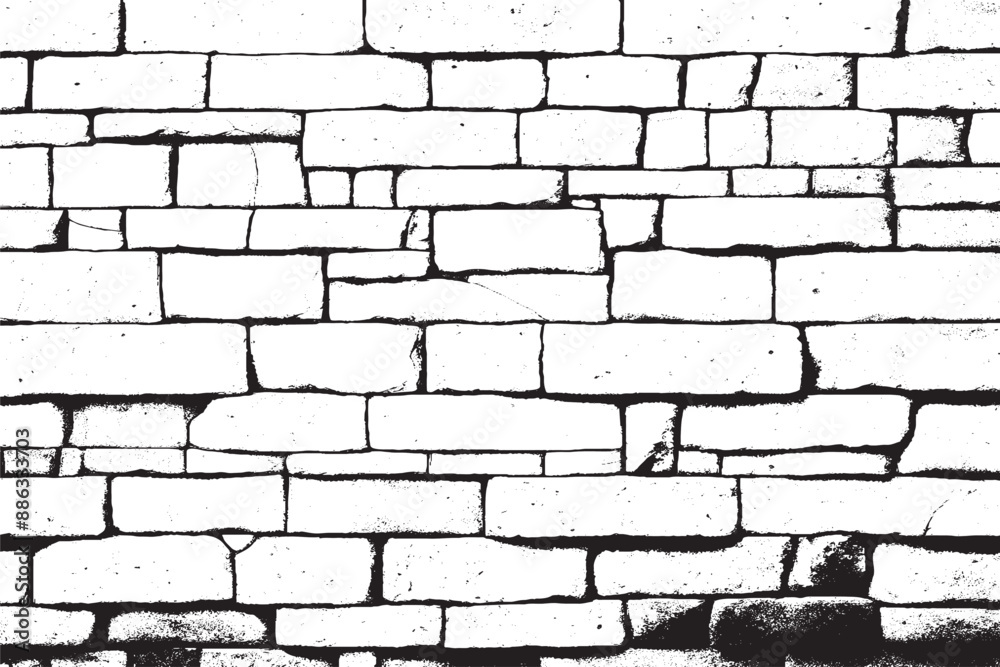 Abstract Geometric Seamless Vector Pattern: Monochrome Stone Wall Texture Background Abstract Geometric Seamless Vector Pattern: Monochrome Stone Wall Texture Background