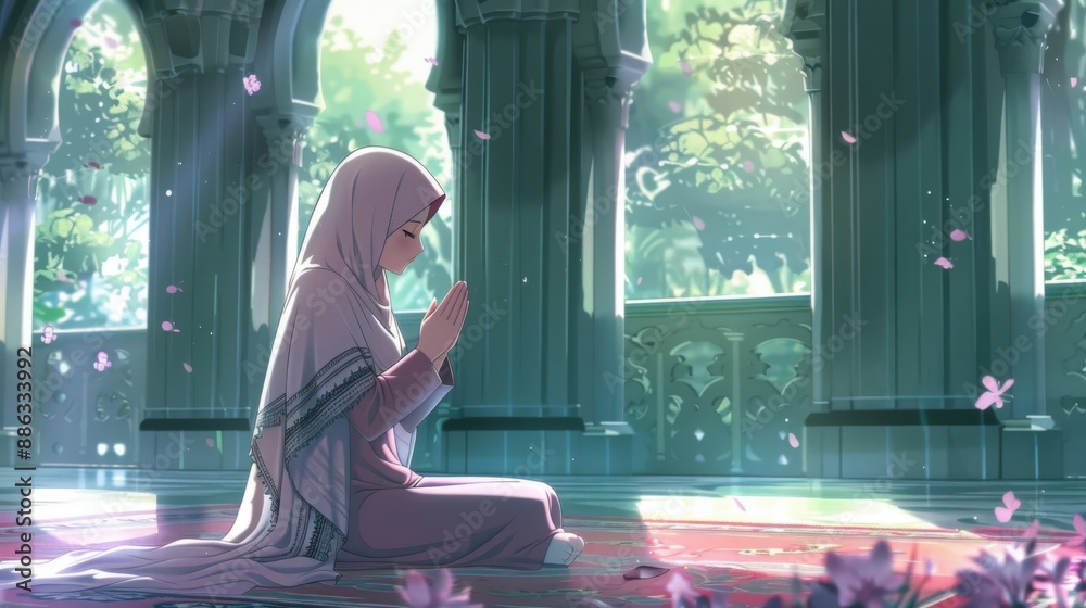 Peaceful Prayer in a Tranquil Mosque Peaceful Prayer in a Tranquil Mosque