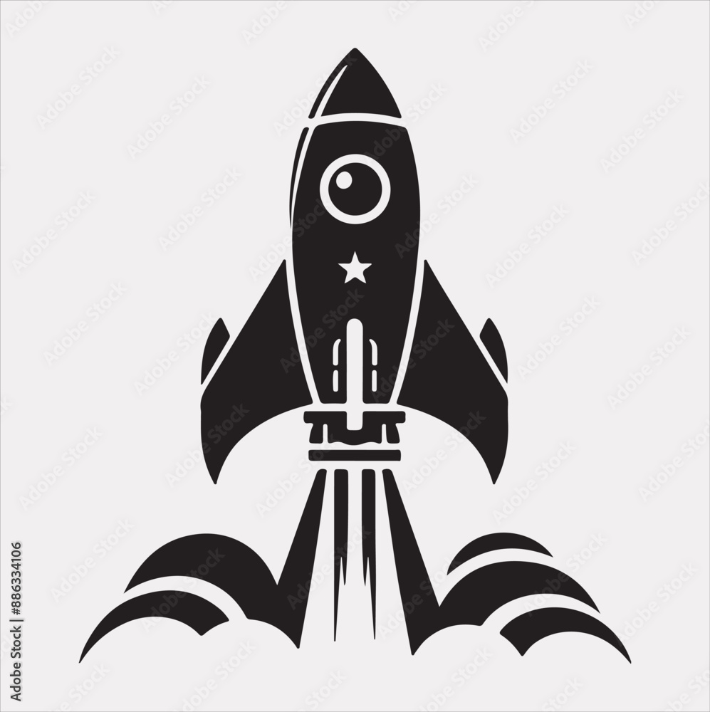 rocket vector silhouette on a white background rocket vector silhouette on a white background