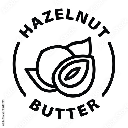 hazelnut butter black outline icon round rounded circle badge stamp label isolated on transparent background