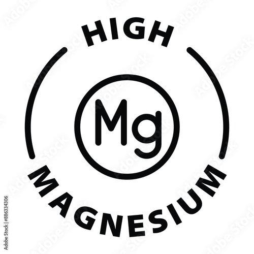 high magnesium black outline icon round rounded circle badge stamp label isolated on transparent background