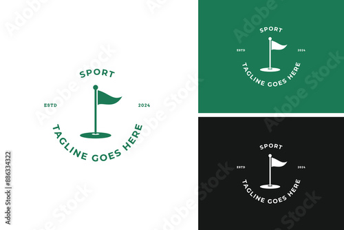 Golf flag logo design vector illustration template idea