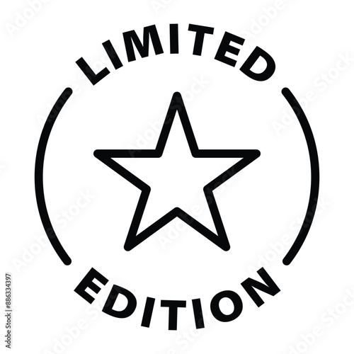 limited edition black outline icon round rounded circle badge stamp label isolated on transparent background