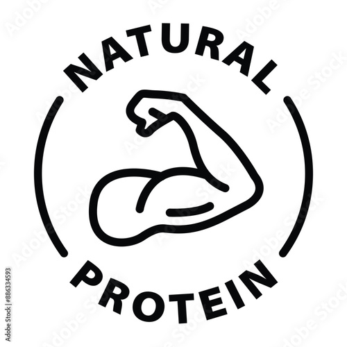 natural protein black outline icon round rounded circle badge stamp label isolated on transparent background